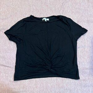 Black Crop Top Size L Never Worn Ruched Detail